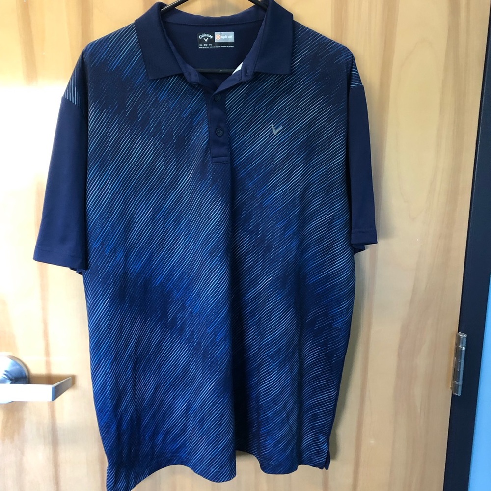 Callaway Navy & Royal Blue Diagonal Stripe Golf Polo
